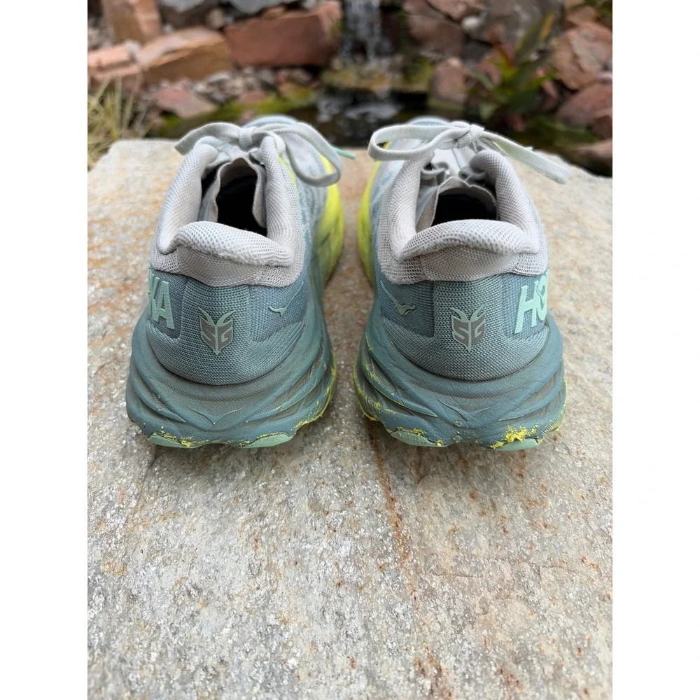 Hoka Speedgoat 5 Womens 7 Trail Running Shoes Mist Green Lime Yellow